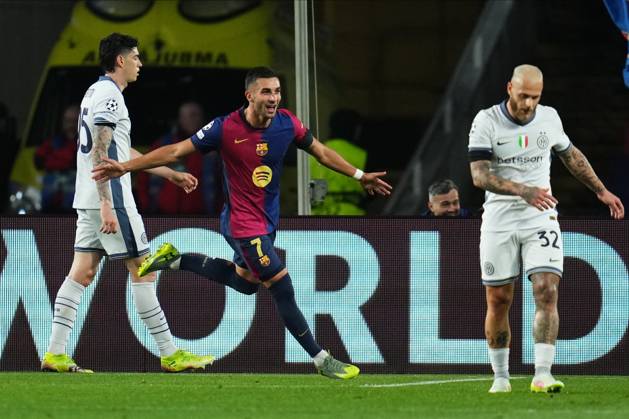 ESP: FC Barcelona, Barca Inter de Milan. UEFA Champions League match. Semi-Finals, firs leg Ferran Torres of FC Barcelona celebrates after scoring goal during the UEFA Champions League match, Semi-Finals, firs leg, between FC Barcelona and Inter de Milan played at Lluis Companys Stadium on April 30 2025 in Barcelona Spain. kpng Copyright: xBaguxBlancox xPressinphotox PS_240530_BAR_INT_953