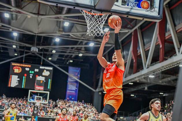 easyCredit Basketball Bundesliga, BBL, Season 2024 2025, Men 01 05 2025, Niners Chemnitz MHP RIESEN Ludwigsburg Nicholas Tischler Niners Chemnitz, No 33 Copyright Kai Schmidt Chemnitz Messe Chemnitz Saxony Germany