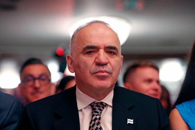 (250507) -- BUCHAREST, May 7, 2025 -- Former World Chess Champion Garry Kasparov of Russia attends the official opening ceremony of the Grand Chess Tour 2025 tournament in Bucharest, Romania, May 6, 2025. (Photo by Xinhua) (SP)ROMANIA-BUCHAREST-GRAND CHESS TOUR 2025 CristianxCristel