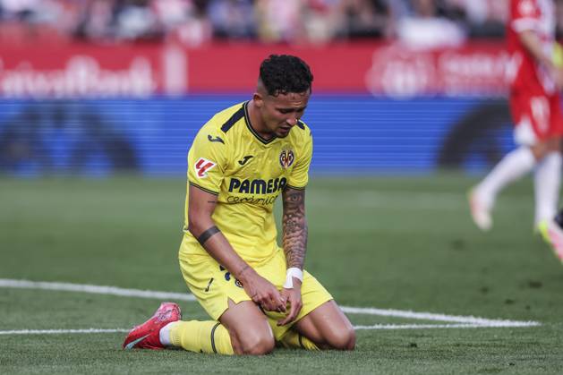 May 10, 2025, Girona, Girona, SPAIN: Yeremi Pino of Villarreal CF laments during the Spanish league, La Liga EA Sports, football match played between Girona FC and Villarreal CF at Estadio de Montilivi on May 10, 2025 in Girona, Spain. Girona SPAIN - ZUMAa181 20250510_zaa_a181_153 Copyright: xJavierxBorregox