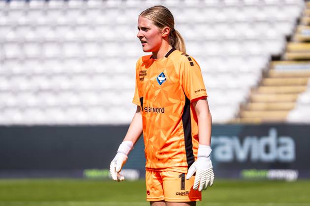 OB Q v HB Koge, Gjensidige Kvindeliga football, Odense, Denmark Odense, Denmark. 10th, May 2025. Goalkeeper Alberte Vingum (1) of HB Koge seen during the Gjensidige Kvindeliga match between OB Q and HB Koge at Nature Energy Park in Odense. Denmark, Odense Copyright: xGonzalesxPhoto KentxRasmussenx