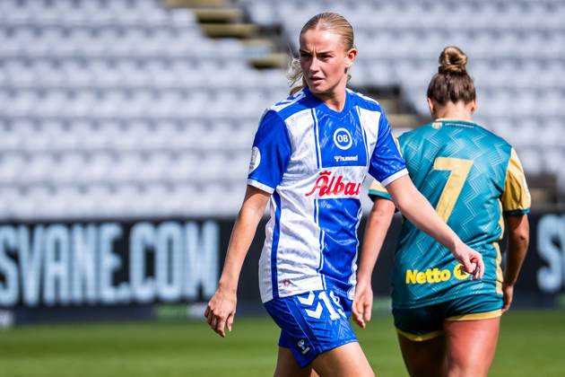 OB Q v HB Koge, Gjensidige Kvindeliga football, Odense, Denmark Odense, Denmark. 10th, May 2025. Anna Krog (19) of OB Q seen during the Gjensidige Kvindeliga match between OB Q and HB Koge at Nature Energy Park in Odense. Denmark, Odense Copyright: xGonzalesxPhoto KentxRasmussenx