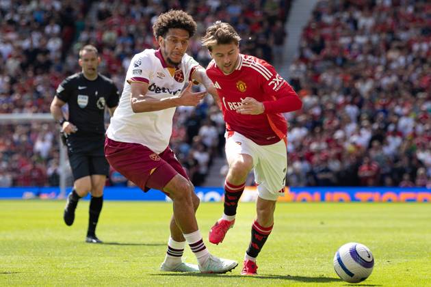 Manchester United, ManU FC v West Ham United FC Jean-Clair Todibo (25) of West Ham United challenges Mason Mount (7) of Manchester United during the Manchester United FC v West Ham United FC English Premier League match at Old Trafford, Manchester, England, United Kingdom on 11 May 2025 Credit: Ian Stephen Every Second Media Editorial use only. All images are copyright Every Second Media Limited. No images may be reproduced without prior permission. All rights reserved. Premier League and Football League images are subject to licensing agreements with Football DataCo Limited. see https: www.football-dataco.com Copyright: xIMAGO EveryxSecondxMediax ESM-1478-0029 IanxStephenx xEveryxSecondxMediax