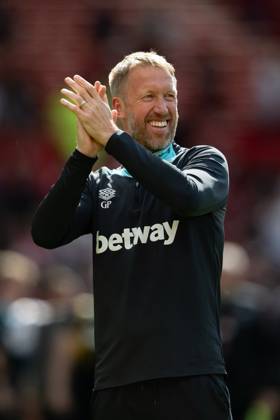 Manchester United, ManU FC v West Ham United FC West Ham United manager Graham Potter celebrates after the Manchester United FC v West Ham United FC English Premier League match at Old Trafford, Manchester, England, United Kingdom on 11 May 2025 Credit: Ian Stephen Every Second Media Editorial use only. All images are copyright Every Second Media Limited. No images may be reproduced without prior permission. All rights reserved. Premier League and Football League images are subject to licensing agreements with Football DataCo Limited. see https: www.football-dataco.com Copyright: xIMAGO EveryxSecondxMediax ESM-1478-0048 IanxStephenx xEveryxSecondxMediax