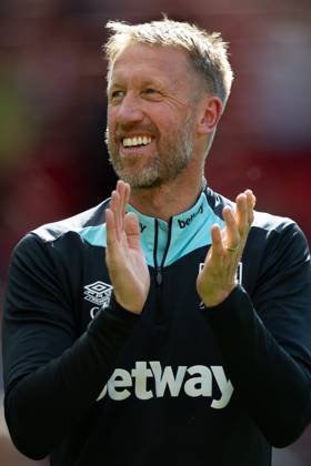 Manchester United, ManU FC v West Ham United FC West Ham United manager Graham Potter celebrates after the Manchester United FC v West Ham United FC English Premier League match at Old Trafford, Manchester, England, United Kingdom on 11 May 2025 Credit: Ian Stephen Every Second Media Editorial use only. All images are copyright Every Second Media Limited. No images may be reproduced without prior permission. All rights reserved. Premier League and Football League images are subject to licensing agreements with Football DataCo Limited. see https: www.football-dataco.com Copyright: xIMAGO EveryxSecondxMediax ESM-1478-0050 IanxStephenx xEveryxSecondxMediax