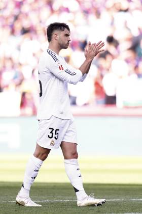 May 11, 2025, Madrid, Madrid, spain: Raul Asencio of Real Madrid gestures during the Spanish League, LaLiga EA Sports, football match played between FC Barcelona, Barca and Real Madrid at Estadi Olimpic Lluis Companys on May 11, 2025, in Madrid, Spain. Madrid spain - ZUMAa181 20250511_zaa_a181_160 Copyright: xDennisxAgyemanx