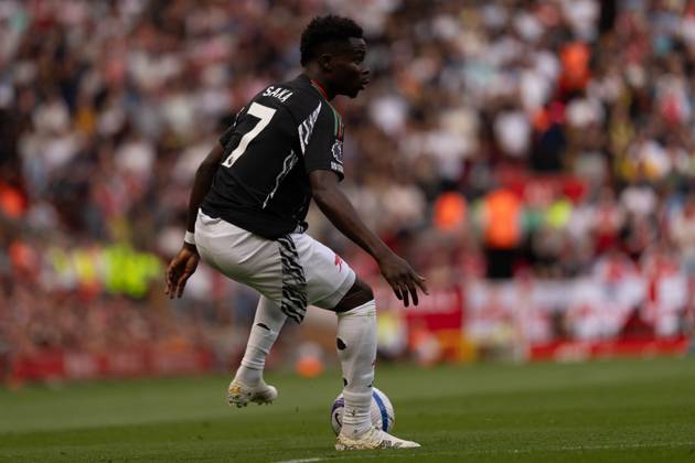 Liverpool FC v Arsenal FC - Premier League Bukayo Saka of Arsenal plays during the Premier League match between Liverpool and Arsenal at Anfield in Liverpool, England, on May 11, 2025. Liverpool Merseyside United Kingdom  Copyright: xMIxNewsx originalFilename:fletcher-liverpoo250511_nphKv