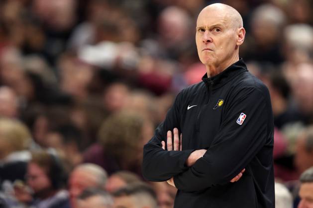 Indiana Pacers head coach Rick Carlisle looks on from the bench during the fourth quarter of game 5 of the Eastern Conference semifinals against the Cleveland Cavaliers in Cleveland, Ohio on Tuesday, May 13, 2025. The Pacers defeated the Cavaliers 114-105 to clinch the series 4-1.  CLE20250513120 AARONxJOSEFCZYK