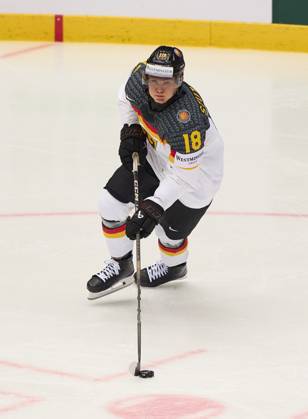 Tim Stützle 18 of Germany in the preliminary round match SWITZERLAND - GERMANY 5-1 of the IIHF Ice hockey, Eishockey World Championship, WM, Weltmeisterschaft Group B in Jyske Bank Arena in Herning, Denmark, May 15, 2025. Season 2024 2025