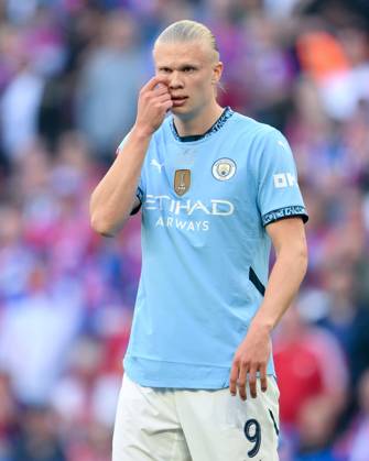 Football - 2024 2025 Emirates FA Cup - Final - Crystal Palace vs Manchester City - Wembley Stadium - Saturday 17th May 2025. Manchester City s Erling Haaland. COLORSPORT Ashley Western