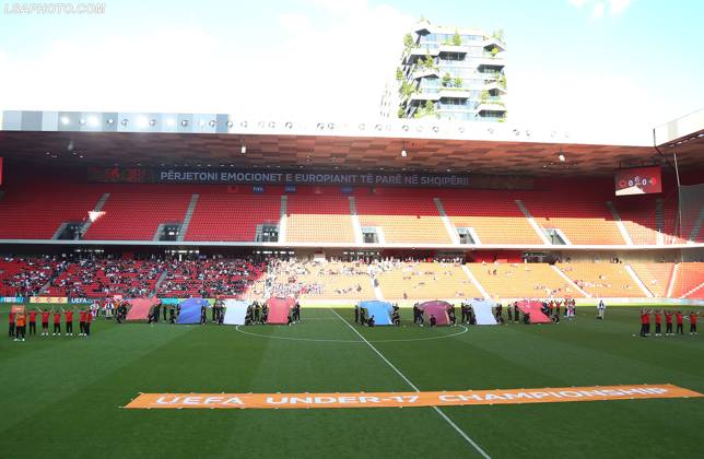 UEFA European Under-17 Championship 2024 25 Group A, in Tirana on, Albania on May 19, 2025. The opening ceremony of the UEFA European Under-17 Championship 2024 25 Arena Kombetare on May 19, 2025, in Tirana, Albania. TIRANE ALBANIA Copyright: xMALTONxDIBRAx