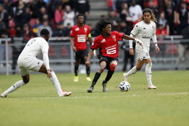 FOOTBALL : Rennes vs AS Monaco - Challenge Espoirs 2025 - Finale - 21 05 2025 Lionel Ngangue of Stade Rennais during the Challenge Espoirs 2025, Final football match between Stade Rennais and AS Monaco on 21 May 2025 at Roazhon Park in Rennes, France - Photo Julien Kammerer PsnewZ RennesFrance Copyright: xJulienxKammererx