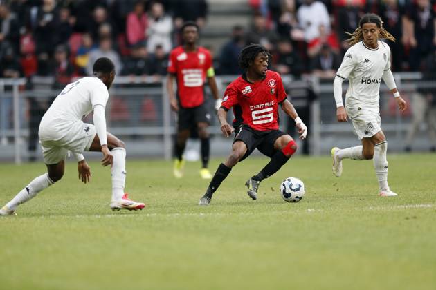 FOOTBALL : Rennes vs AS Monaco - Challenge Espoirs 2025 - Finale - 21 05 2025 Lionel Ngangue of Stade Rennais during the Challenge Espoirs 2025, Final football match between Stade Rennais and AS Monaco on 21 May 2025 at Roazhon Park in Rennes, France - Photo Julien Kammerer PsnewZ RennesFrance Copyright: xJulienxKammererx