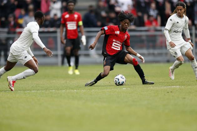 FOOTBALL : Rennes vs AS Monaco - Challenge Espoirs 2025 - Finale - 21 05 2025 Lionel Ngangue of Stade Rennais during the Challenge Espoirs 2025, Final football match between Stade Rennais and AS Monaco on 21 May 2025 at Roazhon Park in Rennes, France - Photo Julien Kammerer PsnewZ RennesFrance Copyright: xJulienxKammererx