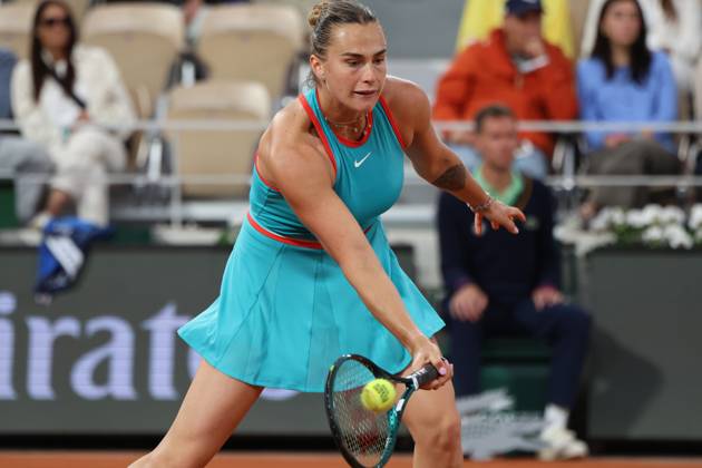 May 25, 2025, Paris, Celestynow, France: ARYNA SABALENKA during the match against Kamilla Rakhimova in the first round of French Open 2025 at Roland Garros in Paris. Sabalenka won 6:1, 6:0 Paris France - ZUMAc278 20250525_zsp_c278_005 Copyright: xMarcinxCholewinskix