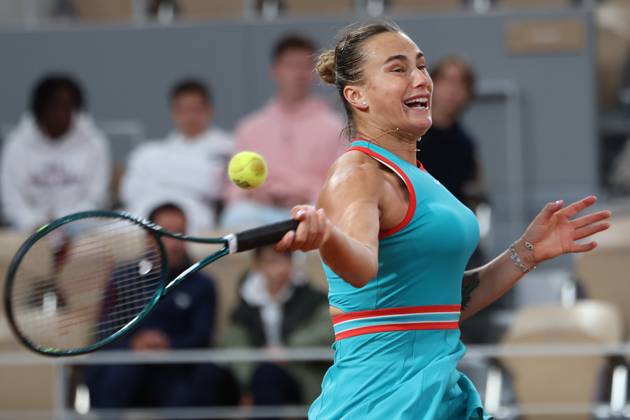 May 25, 2025, Paris, Celestynow, France: ARYNA SABALENKA during the match against Kamilla Rakhimova in the first round of French Open 2025 at Roland Garros in Paris. Sabalenka won 6:1, 6:0 Paris France - ZUMAc278 20250525_zsp_c278_008 Copyright: xMarcinxCholewinskix