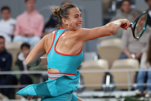 May 25, 2025, Paris, Celestynow, France: ARYNA SABALENKA during the match against Kamilla Rakhimova in the first round of French Open 2025 at Roland Garros in Paris. Sabalenka won 6:1, 6:0 Paris France - ZUMAc278 20250525_zsp_c278_009 Copyright: xMarcinxCholewinskix