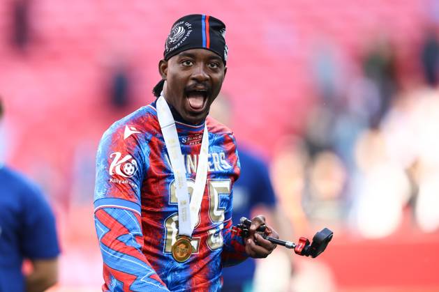 Crystal Palace gegen Manchester City 17. Mai 2025, London FA Cup Finale Crystal Palace gegen Manchester City Jean Philippe Mateta von Crystal Palace feiert den Sieg Foto Jacques Feeney Offside London UK  Copyright: xJacquesxFeeneyx xOffsidexOffside