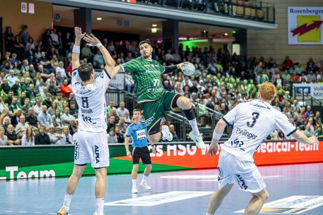 Handball Bundesliga HSG Wetzlar TBV Lemgo Lippe, 28 05 25 Stefan Cavor HSG Wetzlar, 77 , Frederik Simak TBV Lemgo Lippe, 8 , Nicolai Theilinger TBV Lemgo Lippe, 3 Handball Bundesliga HSG Wetzlar TBV Lemgo Lippe Wetzlar, 28 05 25 Copyright: xBEAUTIFULxSPORTS Roeczeyx