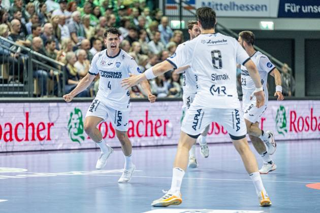 Handball Bundesliga HSG Wetzlar TBV Lemgo Lippe, 28 05 25 Samuel Zehnder TBV Lemgo Lippe, 4 , Frederik Simak TBV Lemgo Lippe, 8 Handball Bundesliga HSG Wetzlar TBV Lemgo Lippe Wetzlar, 28 05 25 Copyright: xBEAUTIFULxSPORTS Roeczeyx