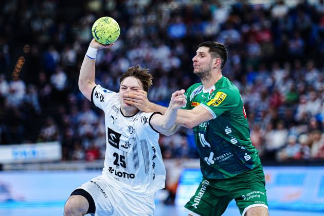Linus Kutz THW Kiel, 25 , Marko Mamic SC DHfK Leipzig, 14 GER, THW Kiel vs SC DHfK Leipzig, Handball, Bundesliga, Matchday, 31, Season 2024 2025, 28 05 2025 GER, THW Kiel vs SC DHfK Leipzig, Handball, Bundesliga, Matchday, 31, Season 2024 2025, 28 05 2025 Kiel Copyright: xEibner-Pressefoto MarcelxvonxFehrnx EP_MFN