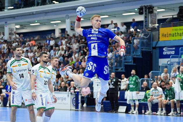 31 05 2025, xydrx, Handball, 1 HBL, VFL Gummersbach SC DHfK Leipzig, Schwalbe Arena Ellidi Snaer Vidarsson VFL Gummersbach 4 Marko Mamic SC DHfK Leipzig 14 Luka Rogan SC DHfK Leipzig 33 North Rhine-Westphalia Germany
