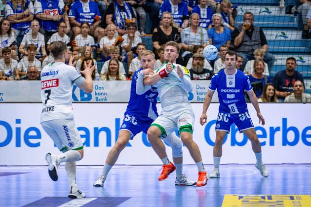 Daikin Handball Bundesliga, VfL Gummersbach SC DHFK Leipzig 31 05 2025 Luca Witzke SC DHfK Leipzig 7 , Ellidi Vidarsson VfL Gummersbach, 4 , Milos Vujovic VfL Gummersbach, 6 , Daikin Handball Bundesliga, VfL Gummersbach SC DHFK Leipzig 31 05 2025 Copyright: xBEAUTIFULxSPORTS Erlhofx