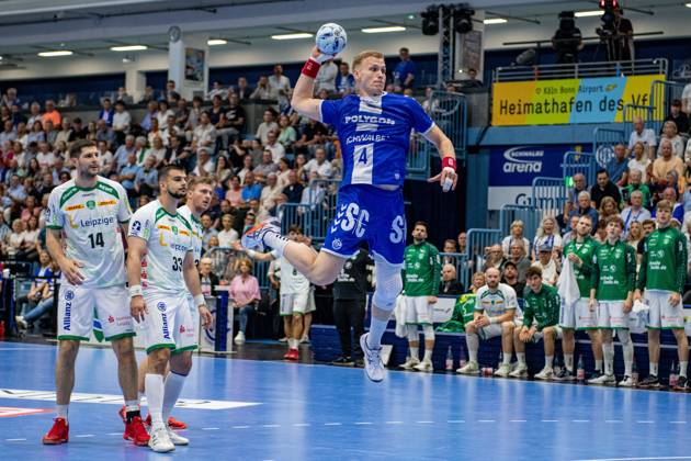 Daikin Handball Bundesliga, VfL Gummersbach SC DHFK Leipzig 31 05 2025 Marko Mami SC DHfK Leipzig 14 , Luka Rogan SC DHfK Leipzig 33 , Ellidi Vidarsson VfL Gummersbach, 4 , discards Daikin Handball Bundesliga, VfL Gummersbach SC DHFK Leipzig 31 05 2025 Copyright: xBEAUTIFULxSPORTS Erlhofx
