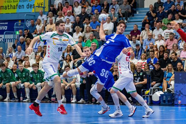 Daikin Handball Bundesliga, VfL Gummersbach SC DHFK Leipzig 31 05 2025 Marko Mami SC DHfK Leipzig 14 , Julian Köster VfL Gummersbach, 7 , Daikin Handball Bundesliga, VfL Gummersbach SC DHFK Leipzig 31 05 2025 Copyright: xBEAUTIFULxSPORTS Erlhofx