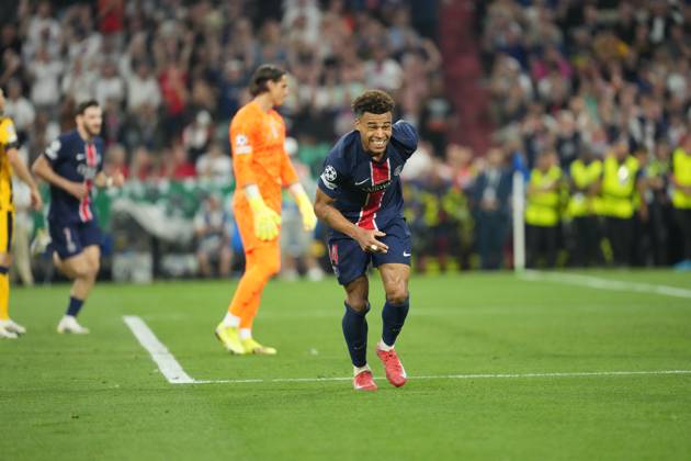 2025 UEFA Champions League Final: Paris Saint-Germain F.C. vs. FC Internazionale Milano Desire Doue of Paris Saint-Germain F.C. scores his second goal of the evening and celebrates during the 2025 UEFA Champions League Final: Paris Saint-Germain F.C. vs. FC Internazionale Milano on 31 May 2025, at Munich Football Arena, in Munich, Germany Munich Munich Football Arena Germany Copyright: xAlexandraxFechetex DSC02737