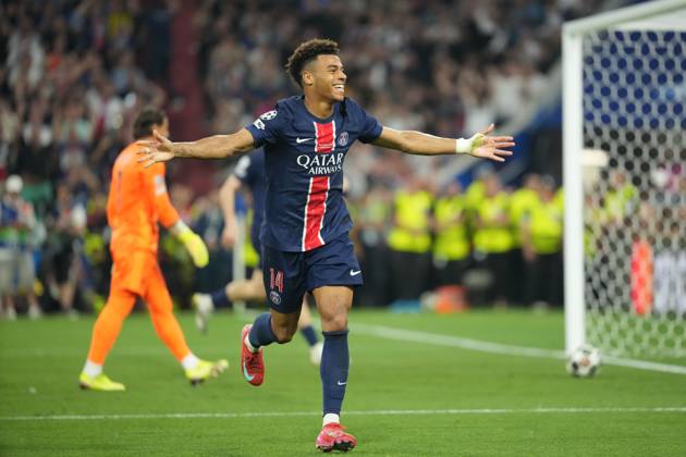 2025 UEFA Champions League Final: Paris Saint-Germain F.C. vs. FC Internazionale Milano Desire Doue of Paris Saint-Germain F.C. scores his second goal of the evening and celebrates during the 2025 UEFA Champions League Final: Paris Saint-Germain F.C. vs. FC Internazionale Milano on 31 May 2025, at Munich Football Arena, in Munich, Germany Munich Munich Football Arena Germany Copyright: xAlexandraxFechetex DSC02754