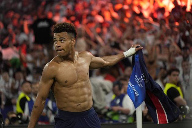 2025 UEFA Champions League Final: Paris Saint-Germain F.C. vs. FC Internazionale Milano Desire Doue of Paris Saint-Germain F.C. scores his second goal of the evening and celebrates during the 2025 UEFA Champions League Final: Paris Saint-Germain F.C. vs. FC Internazionale Milano on 31 May 2025, at Munich Football Arena, in Munich, Germany Munich Munich Football Arena Germany Copyright: xAlexandraxFechetex _ADR2944