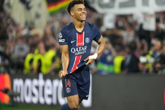 2025 UEFA Champions League Final: Paris Saint-Germain F.C. vs. FC Internazionale Milano Desire Doue of Paris Saint-Germain F.C. scores his second goal of the evening and celebrates during the 2025 UEFA Champions League Final: Paris Saint-Germain F.C. vs. FC Internazionale Milano on 31 May 2025, at Munich Football Arena, in Munich, Germany Munich Munich Football Arena Germany Copyright: xAlexandraxFechetex DSC02798