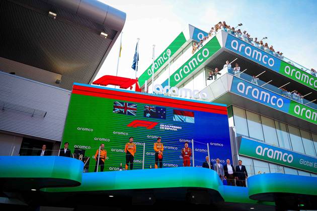 MOTORI - Formula 1 - Aramco Gran Premio de Espana 2025 - Race Podium of the race, during the Spanish GP, Barcelona 29 May-1 June 2025, Montemelo Formula 1 World Championship, WM, Weltmeisterschaft 2025. Spain Spain Copyright: xIPAxSport ABACAx