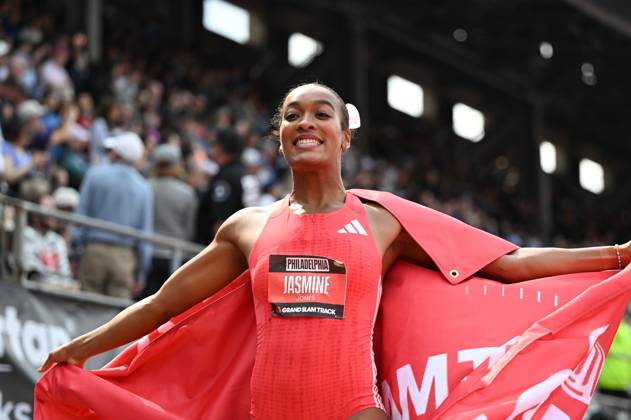 Grand Slam Track Philadelphia 2025 - Day Two PHILADELPHIA, UNITED STATES – JUNE 1: Jasmine Jones of the United States wins in the Women s Long Hurdles category, after she finishes second in the Women’s 400 meters on the second day of the third leg of the Grand Slam Track Series, held at the historic Franklin Field in Philadelphia, Pennsylvania, United States, on June 1, 2025. Artur Widak Anadolu Philadelphia United States. Editorial use only. Please get in touch for any other usage. Copyright: x2025xAnadoluxArturxWidakx
