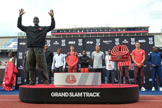 Grand Slam Track Philadelphia 2025 - Day Two PHILADELPHIA, UNITED STATES – JUNE 1: American former Olympic champion sprinter Michael Johnson, the founder and CEO of Grand Slam Track, introduces winners in every category, affter two days of competition of the Grand Slam Track Series in Philadelphia, Pennsylvania, United States, on June 1, 2025. Artur Widak Anadolu Philadelphia United States. Editorial use only. Please get in touch for any other usage. Copyright: x2025xAnadoluxArturxWidakx