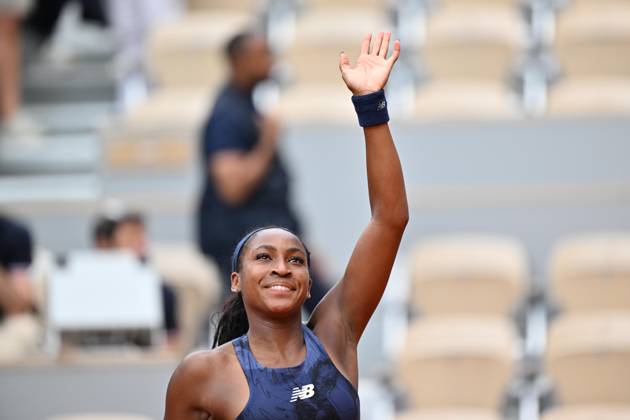 2025 Roland-Garros - Day 9 PARIS, FRANCE - JUNE 02: Coco Gauff of United States celebrates after winning her fourth round match against Ekaterina Alexandrova during the Women s Singles match on Day Nine of the 2025 French Open at Roland Garros on June 02, 2025 in Paris, France. Mustafa Yalcin Anadolu Paris France. Editorial use only. Please get in touch for any other usage. Copyright: x2025xAnadoluxMustafaxYalcinx