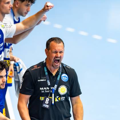 04 06 2025, GER, Handball, Men, Season 24 25, 1 Daikin Handball Bundesliga, 33 Matchday, ThSV Eisenach 1 VfL Potsdam Misha Kaufmann ThSV Eisenach,Coach 99817 Eisenach Werner Assmann Halle Am Sportp Thueringen Germany