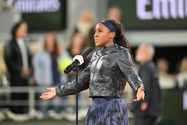2025 Roland-Garros - Day 12 PARIS, FRANCE - JUNE 05: Coco Gauff of the United States celebrates winning match against Lois Boisson of France during the Women s Singles Semifinal match on Day Twelve of the 2025 French Open at Roland Garros on June 05, 2025 in Paris, France. Mustafa Yalcin Anadolu Paris France. Editorial use only. Please get in touch for any other usage. Copyright: x2025xAnadoluxMustafaxYalcinx