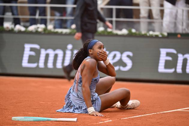 2025 Roland-Garros - Day 14 PARIS, FRANCE - JUNE 7: Coco Gauff of US celebrates after winning against Aryna Sabalenka (not seen) during the Women s Singles final match on Day 14 of the 2025 French Open at Court Philippe-Chatrier in Paris, France on June 7, 2025. Mustafa Yalcin Anadolu Paris France. Editorial use only. Please get in touch for any other usage. Copyright: x2025xAnadoluxMustafaxYalcinx