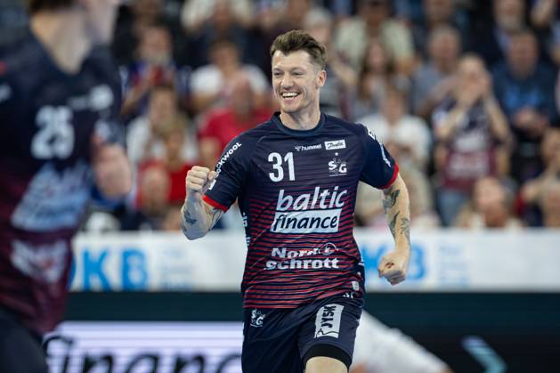 DAIKIN HBL SG Flensburg Handewitt vs. Handball Sportverein Hamburg 08 06 25 Cheers for Emil Manfeldt Jakobsen No 31, SG Flensburg Handewitt DAIKIN HBL SG Flensburg Handewitt vs. Handball Sportverein Hamburg, GP JOULE Arena on 08 06 25 Copyright: xBEAUTIFULxSPORTS MarioxM.xKobergx
