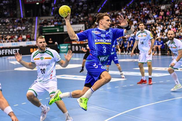 TVB Stuttgart SC DHfK Leipzig Stuttgart, 08 06 2025 Max Haefner Stuttgart 3 throws Stuttgart, 08 06 2025 34 Matchday of the Handball Bundesliga, TVB Stuttgart SC DHfK Leipzig, Porsche Arena, Stuttgart Copyright: xBEAUTIFULxSPORTS Märklx