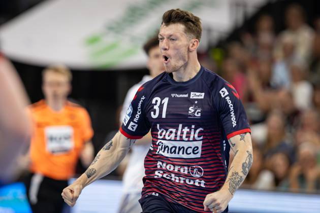 DAIKIN HBL SG Flensburg Handewitt vs. Handball Sportverein Hamburg 08 06 25 Cheers for Emil Manfeldt Jakobsen No 31, SG Flensburg Handewitt DAIKIN HBL SG Flensburg Handewitt vs. Handball Sportverein Hamburg, GP JOULE Arena on 08 06 25 Copyright: xBEAUTIFULxSPORTS MarioxM.xKobergx