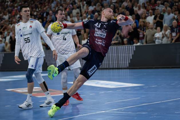 DAIKIN HBL SG Flensburg Handewitt vs Handball Sportverein Hamburg 08 06 25 Blaz Blagotinsek Nr 43, SG Flensburg Handewitt in attack DAIKIN HBL SG Flensburg Handewitt vs Handball Sportverein Hamburg, GP JOULE Arena on 08 06 25 Copyright: xBEAUTIFULxSPORTS MarioxM.xKobergx