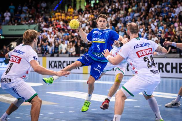 Max Haefner TVB Stuttgart, 03 vs Moritz Preuss SC DHfK Leipzig, 24 GER, TVB Stuttgart SC DHfK Leipzig, DAIKIN HBL, Handball, Bundesliga, 34 Matchday, Season 2024 2025, 08 06 2025 GER, TVB Stuttgart SC DHfK Leipzig, DAIKIN HBL, Handball, Bundesliga, 34 Matchday, Season 2024 2025, 08 06 2025 Stuttgart Copyright: xSandyxDinkelackerx EP_SDR