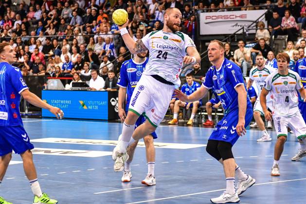 TVB Stuttgart SC DHfK Leipzig Stuttgart, 08 06 2025 Moritz Preuss Leipzig 24 comes to throw Stuttgart, 08 06 2025 34 Matchday of the Handball Bundesliga, TVB Stuttgart SC DHfK Leipzig, Porsche Arena, Stuttgart Copyright: xBEAUTIFULxSPORTS Märklx