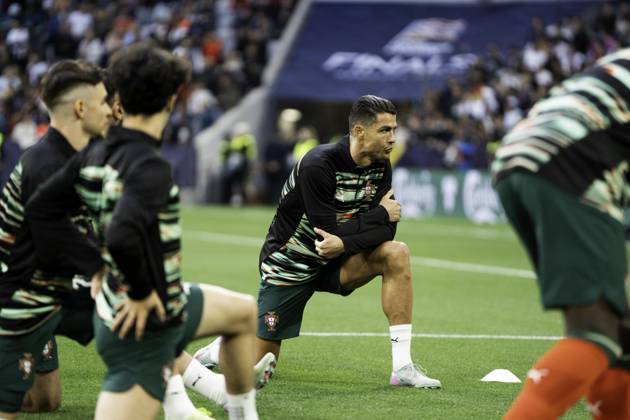 UEFA Nations League Final: Portugal vs Spain Cristiano Ronaldo of Portugal warms up prior to the UEFA Nations League final match against Spain at Allianz Arena in Munich. Copyright: xTaiseixIwamotox