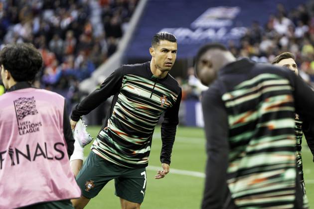 UEFA Nations League Final: Portugal vs Spain Cristiano Ronaldo of Portugal warms up prior to the UEFA Nations League final match against Spain at Allianz Arena in Munich. Copyright: xTaiseixIwamotox