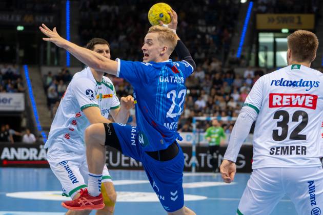 Handball I Men I Season 2024 2025 I Bundesliga I 34 Matchday I TVB Stuttgart SC DHfK Leipzig I 08 06 2025 Torben Matzken 22, TVB Stuttgart im Wurf Stuttgart Porsche Arena Baden Württemberg Germany Copyright: xLobeca MaxxPetershansx