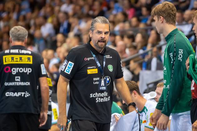 Handball I Men I Season 2024 2025 I Bundesliga I 34 Matchday I TVB Stuttgart SC DHfK Leipzig I 08 06 2025 Co Coach MiloÅ¡ Putera SC DHfK Leipzig Stuttgart Porsche Arena Baden Württemberg Germany Copyright: xLobeca MaxxPetershansx